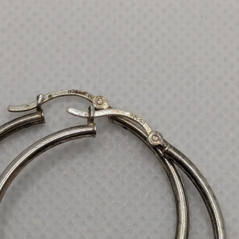 Simple sterling  hoops - Picture 3 of 6